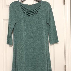 12 PM By Mon Ami Dress | Teal Criss Cross Dress
